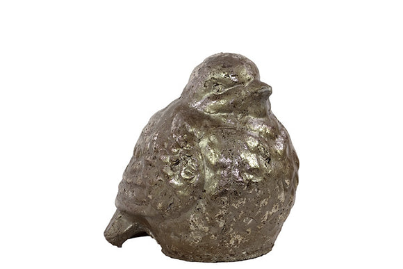 Majestic Ceramic Plump Bird in Silver Finish (Small)