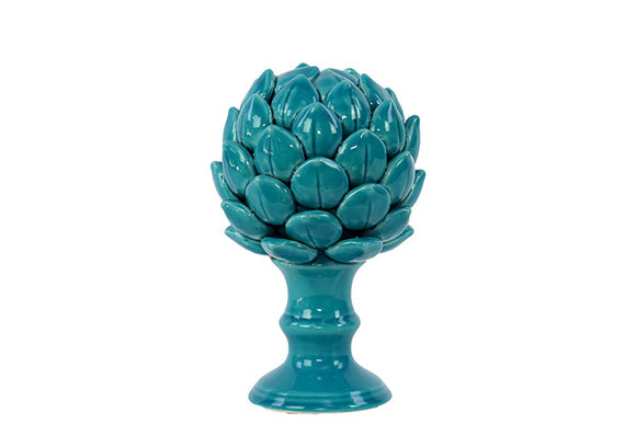 Decorative Porcelain Artichoke Replica on Stand in Turquoise (Small)