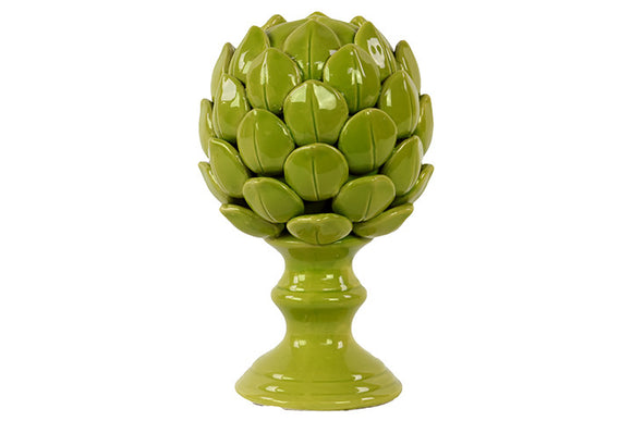 Decorative Porcelain Artichoke Replica on Stand in Green (Large)