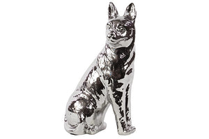 Elegant and Grand Ceramic German shepherd in Glossy Silver Finish