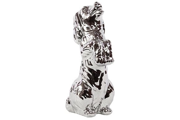 Elegant and Grand Ceramic Cocker Spaniel in Glossy Silver Finish