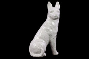 Elegant and Grand Ceramic German shepherd in Glossy White Finish