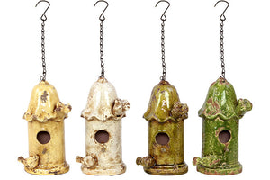 Exquisite and Charming Hanging Ceramic Fire Hydrant Shaped Bird House Set of Four