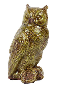 Magnificent and Outstanding Antique Ceramic Hooting Owl in Green