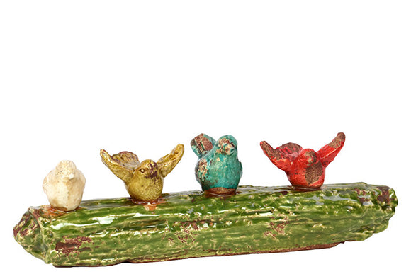 Charming and Delightful Four Cheerful Ceramic Birds on Tree