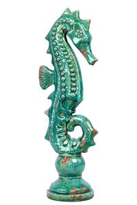 Antiquated Elegant Ceramic Sea Horse in Blue (Large)