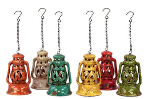 Rustic and Charming Hanging Ceramic Lantern Set of Six in Attractive Colors