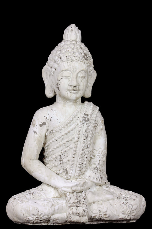 Majestic Stoneware White Alluring  Sitting Buddha