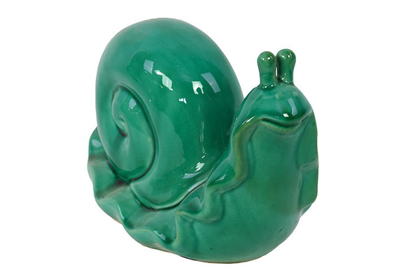 Chic and Adorable Ceramic Snail with Glossy Surface in Turquoise