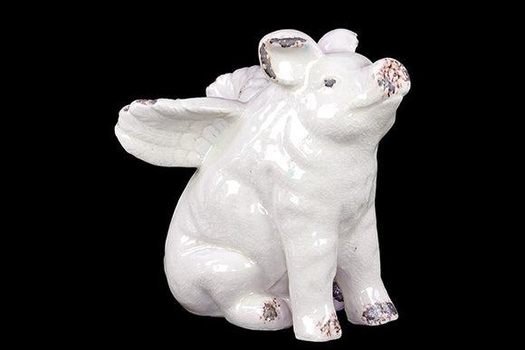 Angelic White Ceramic Cute Flying Pig