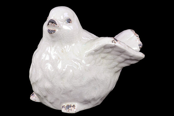 Antiquated Sweet and Gorgeous Flying Ceramic Bird in White