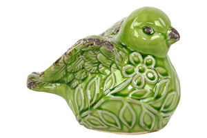 Antiquated Delightful Flying Ceramic Bird with Beautiful Motif in Green