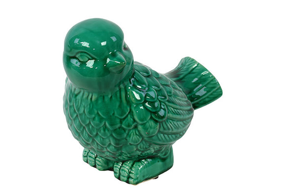 Chic and Adorable Ceramic Bird with Glossy Finish in Turquoise