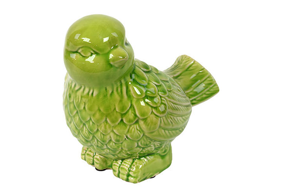 Chic and Adorable Ceramic Bird with Glossy Finish in Green