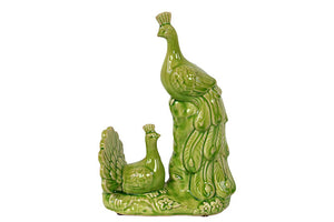 Appealing and Lustrous Green Ceramic peacock Bird