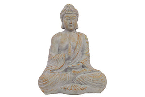 Oriental Sitting Empathetic White Cement Buddha