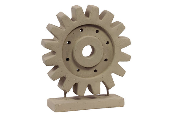 Elegant Gear Shaped Showpiece Cement Décor in Sandstone