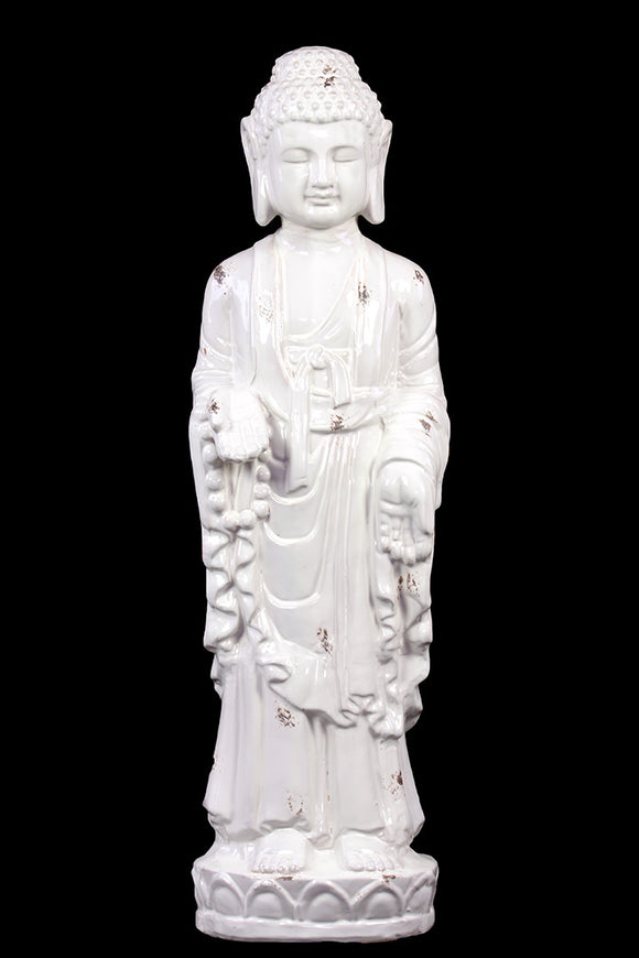 Spectacular and Graceful Ceramic Glossy Standing Buddha