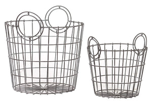 Charming French Market Bag Replica Metallic Wire Mesh Basket Set of Two