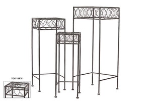 Charming and Elegant Open Design Metal Table with Tall Legs Set of Three