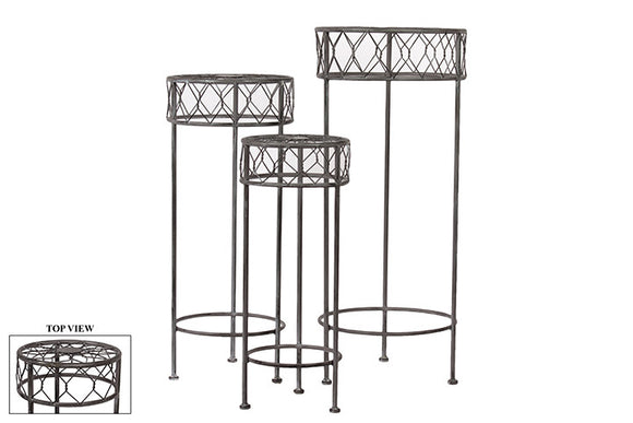 Three Legged Round Metal Table Set of Three with Stylish Design