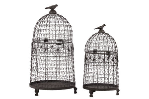 Mesmerizing Set of Two Floral Designed Metal Bird Cage