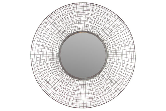 Circle Shaped Designed with Wire Meshed Metal Mirror