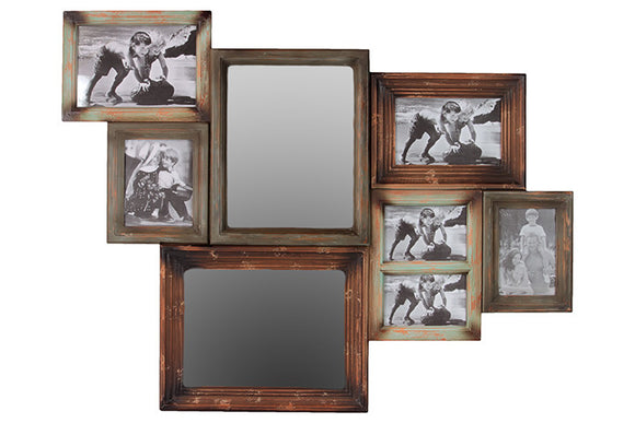 Contemporary Design Durable Wooden MultiPhoto and Two Mirror Frame