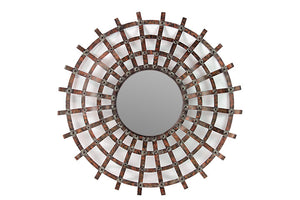 Circular Shaped Spider Web Design Meshed and Hammered Metal Frame Mirror Wall décor