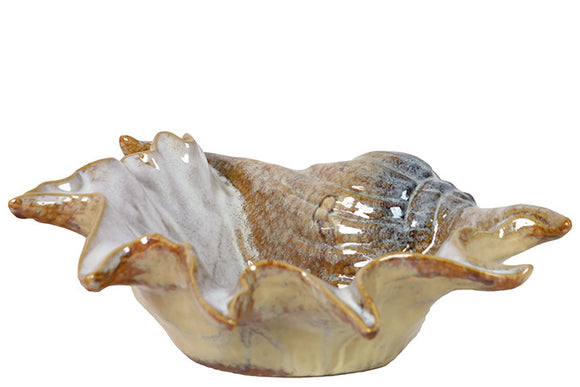 Skilfully Sculpted Stunning Ceramic Sea Shell in Brown Tone