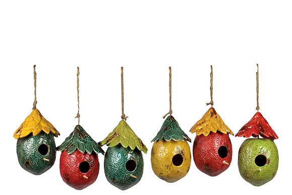 Stunning and Attractive Ceramic Fruit Bird House Assorted Set of Six