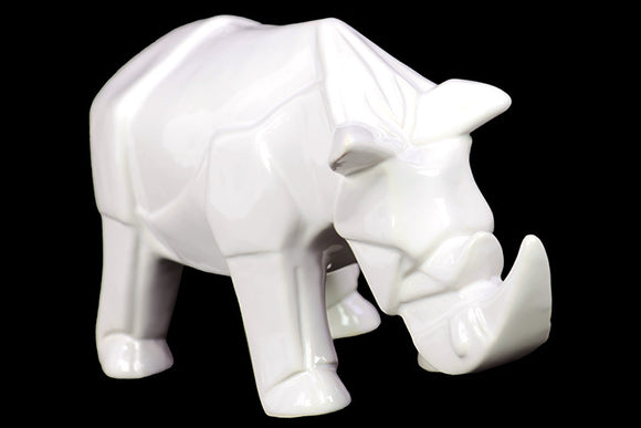 Contemporary Décor Gorgeous Ceramic Rhino in White