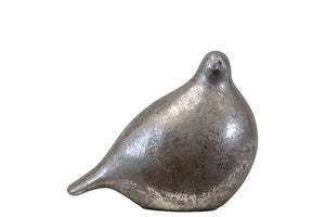 Modern and Distinctive Ceramic Bird in Silver Leaf Finish (Small)