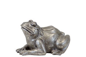 Unique and Elegant Ceramic Frog in Silver Leaf Finish (Small)