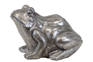 Unique and Elegant Ceramic Frog in Silver Leaf Finish (Large)