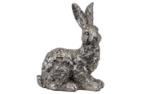 Truly Artistic and Beautifully Designed Sitting Ceramic Rabbit in Silver Finish