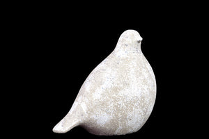 Antiquated Showpiece Ceramic Bird in White Leaf Finish (Small)