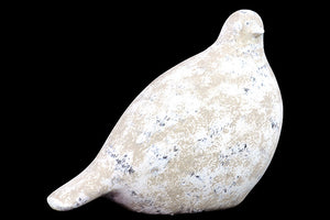 Antiquated Showpiece Ceramic Bird in White Leaf Finish (Large)