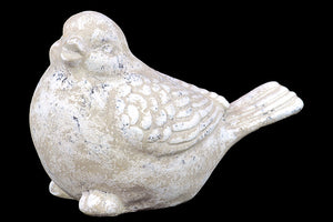 Antiquated and Delicately Crafted Ceramic Bird in Black and White Finish