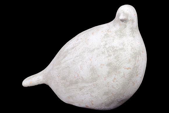 Antiquated and Charming Ceramic Bird in Green and White Finish