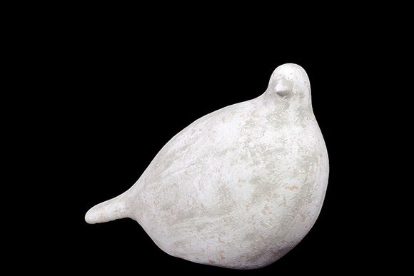 Antiquated and Cute Ceramic Bird in Green and White Finish