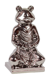 Adorable Ceramic Buddhist Monk Frog in Silver Finish