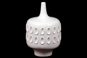 Modern and Elegant Ceramic Vase with Narrow Mouth and Base in White (Large)