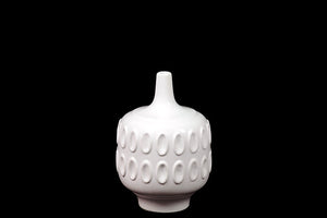 Modern and Elegant Ceramic Vase with Narrow Mouth and Base in White (Small)