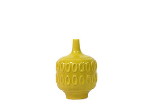 Modern and Elegant Ceramic Vase with Narrow Mouth and Base in Yellow (Small)