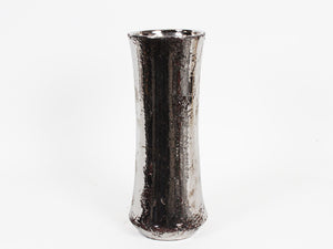 Hour Glass Shaped Ceramic Vase with Wide Mouth and Wide Base in Black (Large)