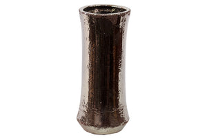 Hour Glass Shaped Ceramic Vase with Wide Mouth and Wide Base in Black (Small)