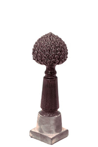 Elegant Ceramic Cherimoya Figure on Stand in Brown