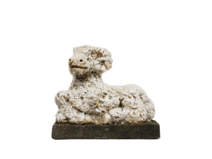 Exotic and Detailed Ceramic Sitting Ram Figurine with Base in White