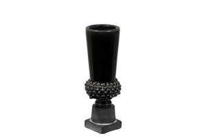 Stylish Ceramic Urn with Wide Mouth and Elegant Stand in Black (Small)